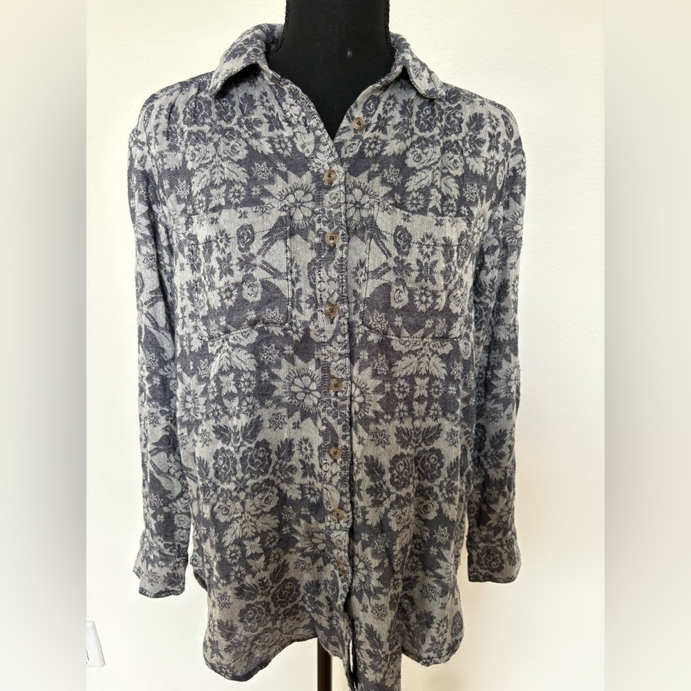 Anthropologie Pilcro Bird Patterned Button-down Shirt in Blue - Size XXS